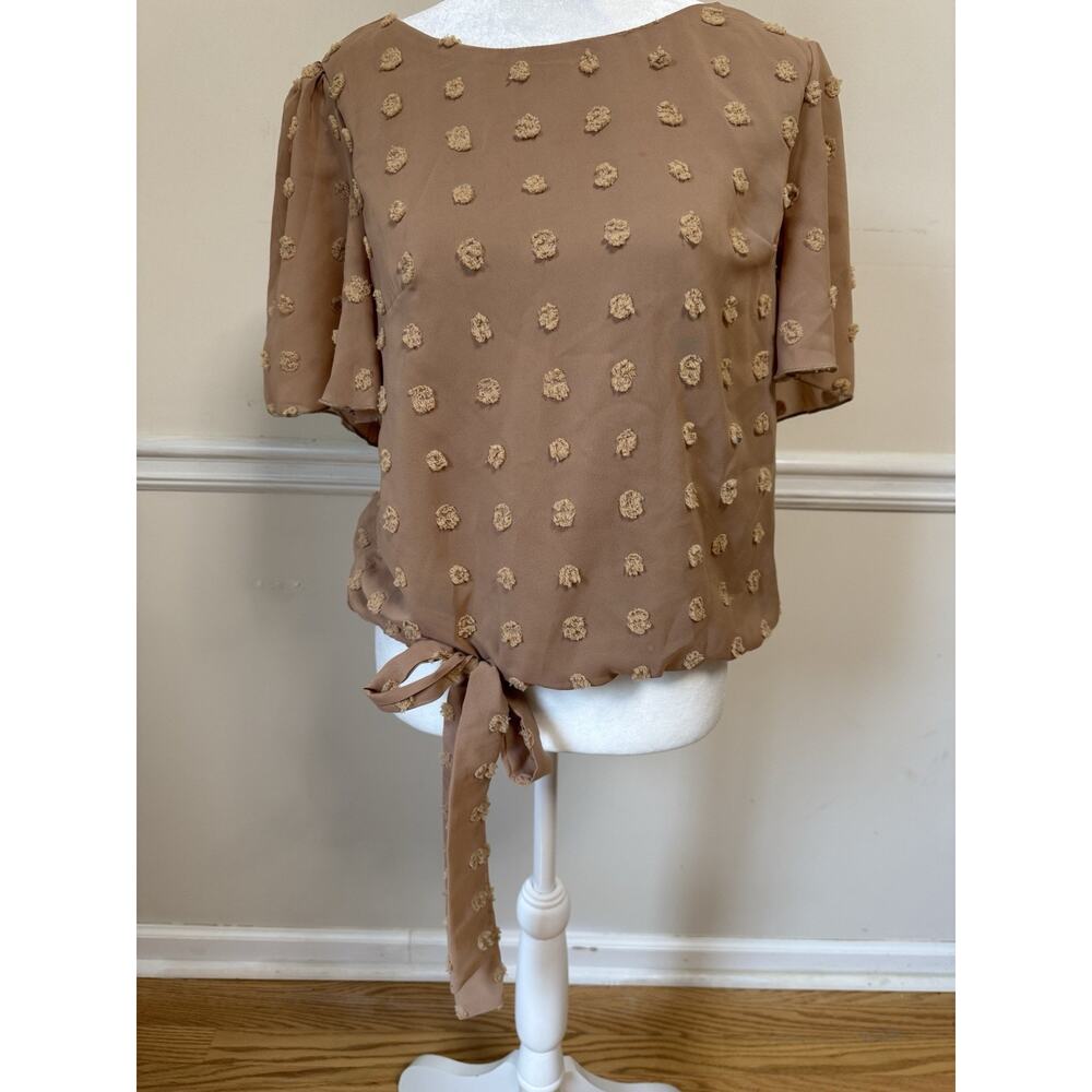 SHEIN Textured Swiss Dot Tie Side Blouse Size Medium